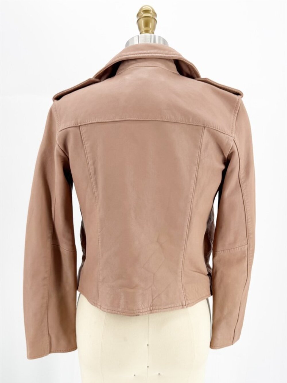 AllSaints Dalby Leather Biker Jacket in Blush Pink - Size US 4 - Picture 6 of 16